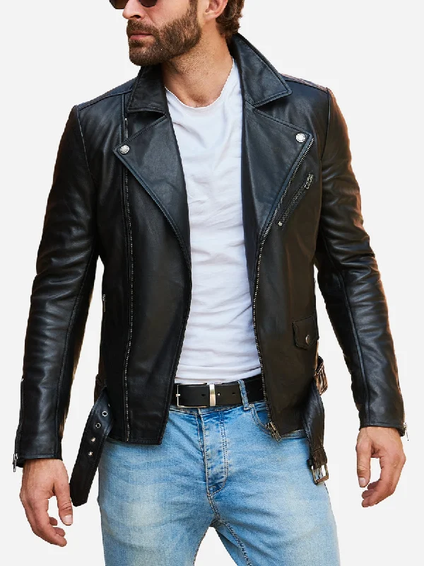 Caspian Genuine Black Biker Leather Jacket