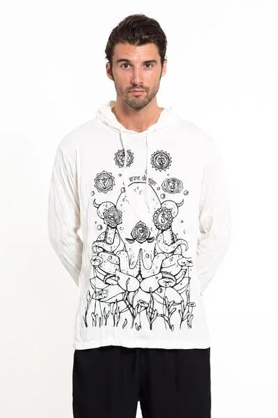 Sure Design Unisex Octopus Chakras Hoodie White