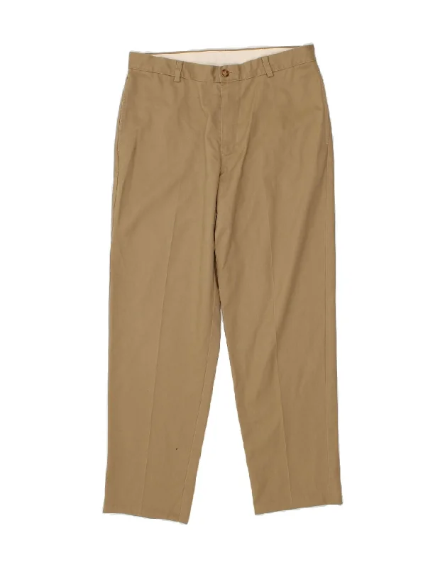 L.L.BEAN Mens Classic Fit Straight Casual Trousers W34 L31 Beige Cotton