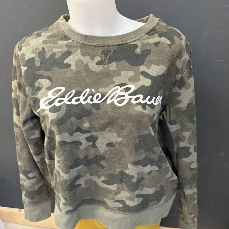 Eddie Bauer - Women's Crewneck Sweatshirt - MSRP $90: Green Camo-women-MD