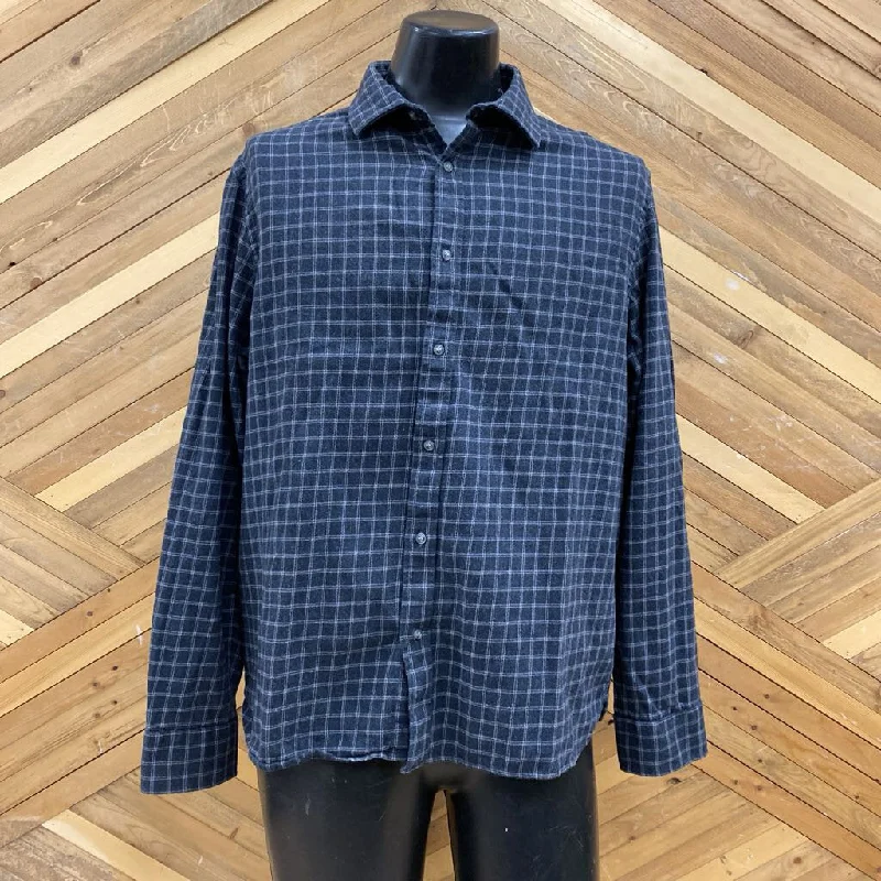 Black & Brown Flannel Checkered Shirt: Grey -men-LG