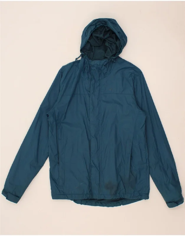 MOUNTAIN WAREHOUSE Mens Hooded Rain Jacket UK 34 XS Blue Nylon