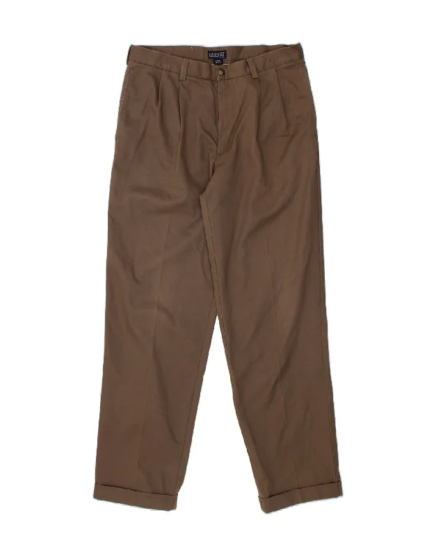 IZOD Mens Pegged Chino Trousers W34 L34 Brown Cotton