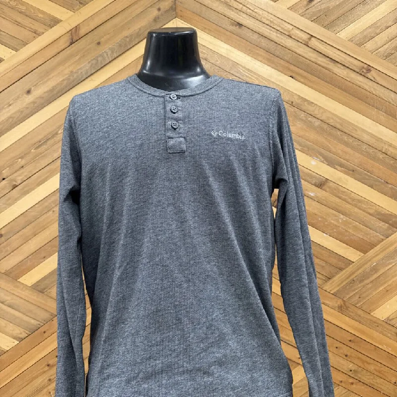 Columbia Men's Long Sleeve Henley Shirt: Gray-men-MD