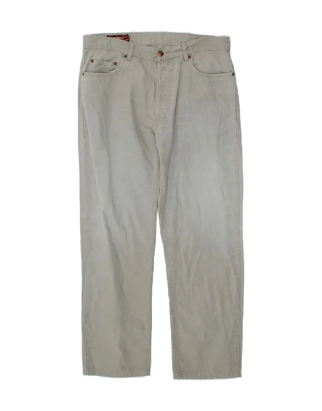 MARLBORO CLASSICS Mens Straight Casual Trousers W36 L30 Grey Cotton