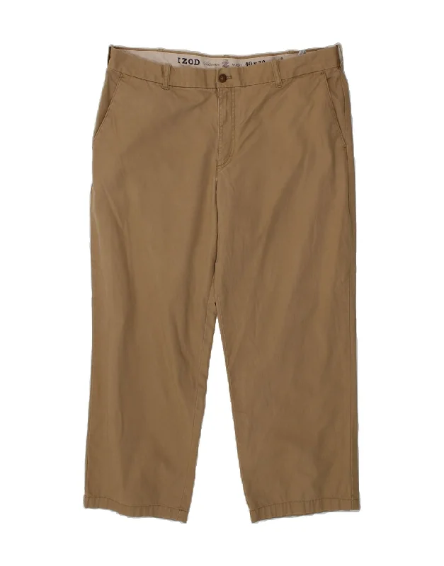 IZOD Mens Salt Water Straight Chino Trousers W40 L30  Beige Cotton