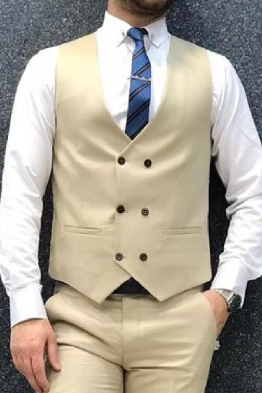 Men's Waistcoat Cream Vest Coat Formal Wedding Outfit Adjustable Back Belt Dinner Vest Wear Bespoke