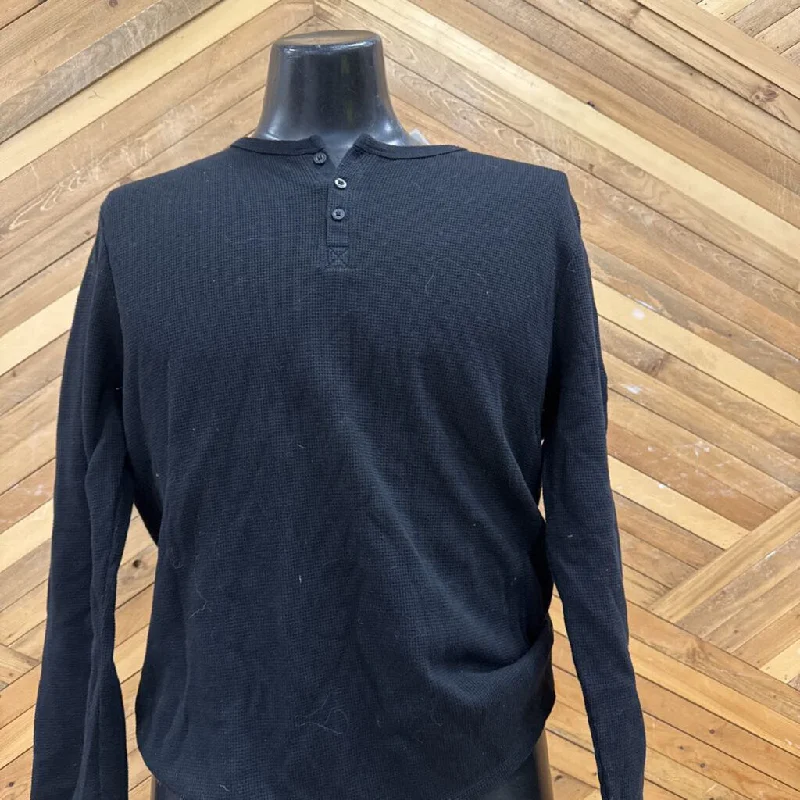 Buffalo David Bitton Long Sleeve Henley Shirt: Black -men-MD