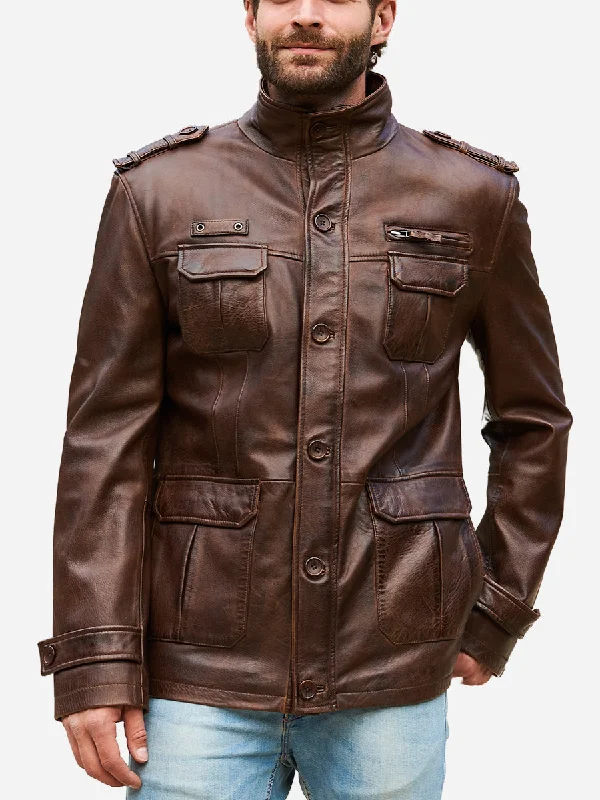 Oliver Brown Leather Distressed Jacket