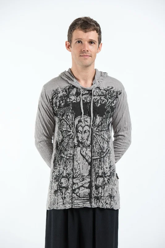 Sure Design Unisex Meditation Buddha Hoodie Gray