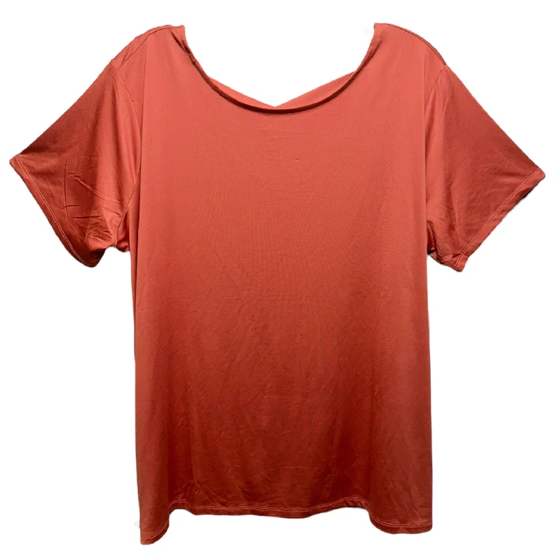 Athletic Top Long Sleeve Crewneck By Adrienne Vittadini In Salmon, Size: 2x