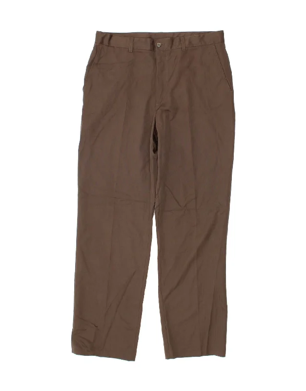 IZOD Mens Straight Chino Trousers W36 L34 Brown Polyester