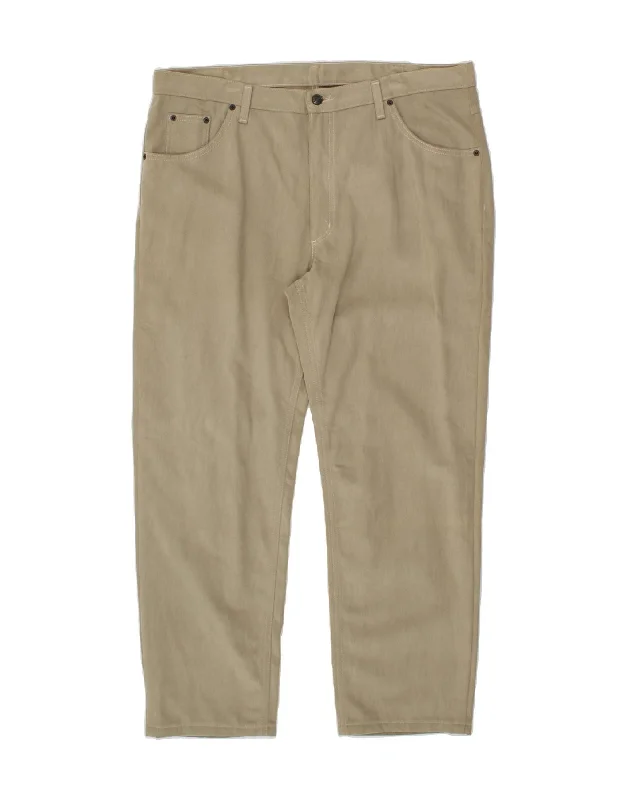 RIFLE Mens Straight Casual Trousers W40 L29 Beige Cotton