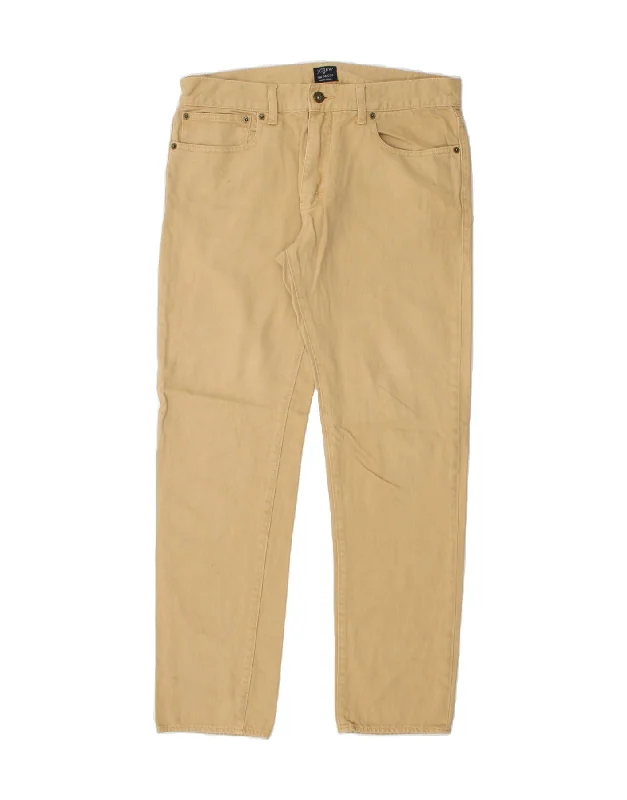 J. CREW Mens The Dream Slim Casual Trousers W32 L30 Beige Cotton