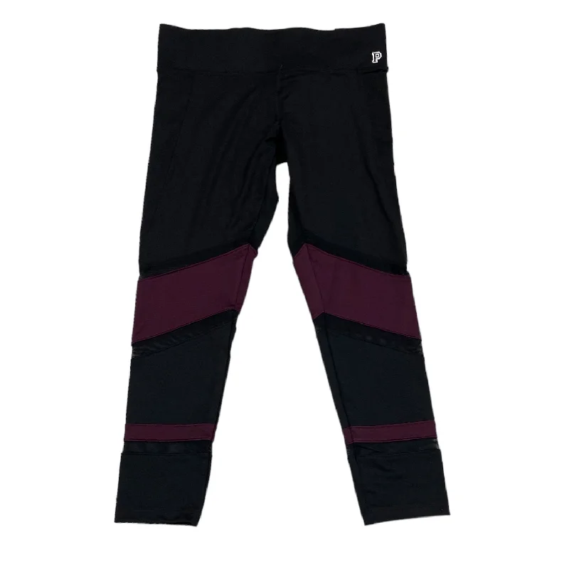 Cozy Wear Athletic Leggings By Pink In Black & Purple, Size: M