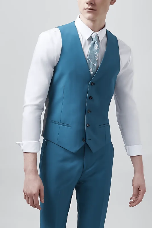 Men's Teal Blue Waistcoat Formal Event Wedding Outwear Prom Groomsmen Dinner Wear Formal Party Wear Men's Clothing