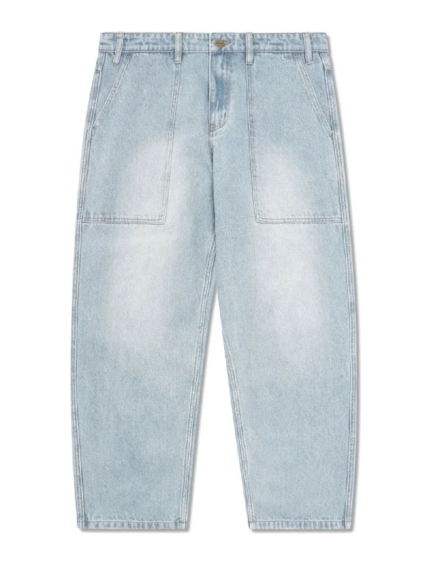 Patch Pocket Faded Light Blue Jeans