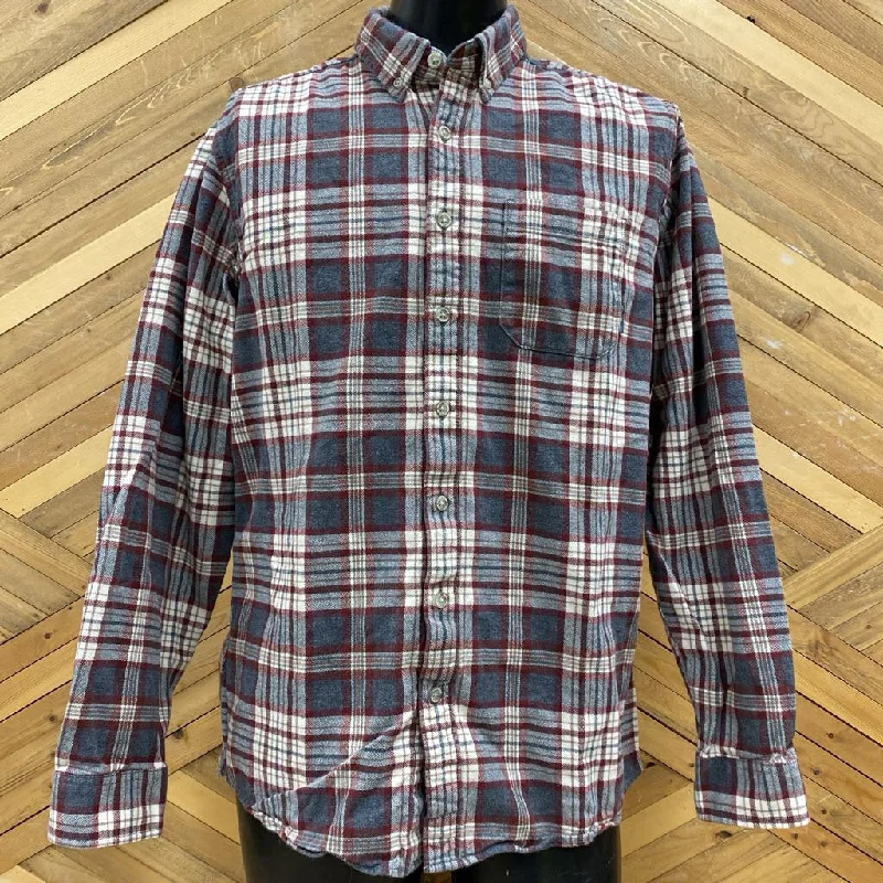 Eddie Bauer - Men's Favorite Classic Fit Flannel Shirt - MSRP $80: Grey/Maroon/White Plaid-men-LG - Tall