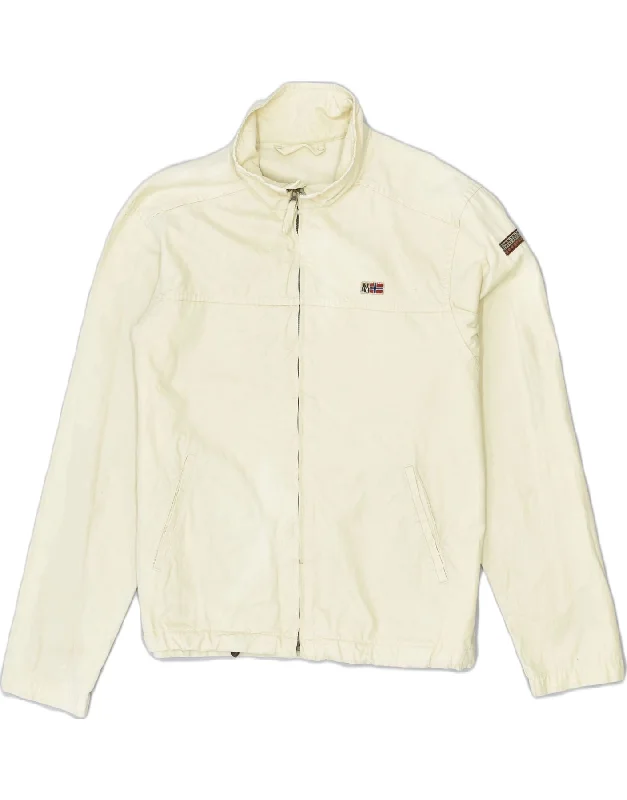 NAPAPIJRI Mens Bomber Jacket UK 42 XL Off White Cotton