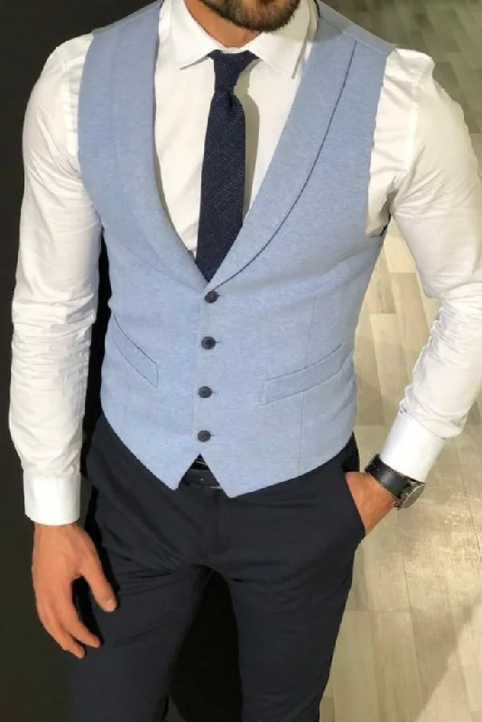 Sky Blue Waistcoat For Mens Wedding Vest Coat Dinner Waistcoat Slim Fit Wear Party Wear Waist coat Bespoke Tailoring