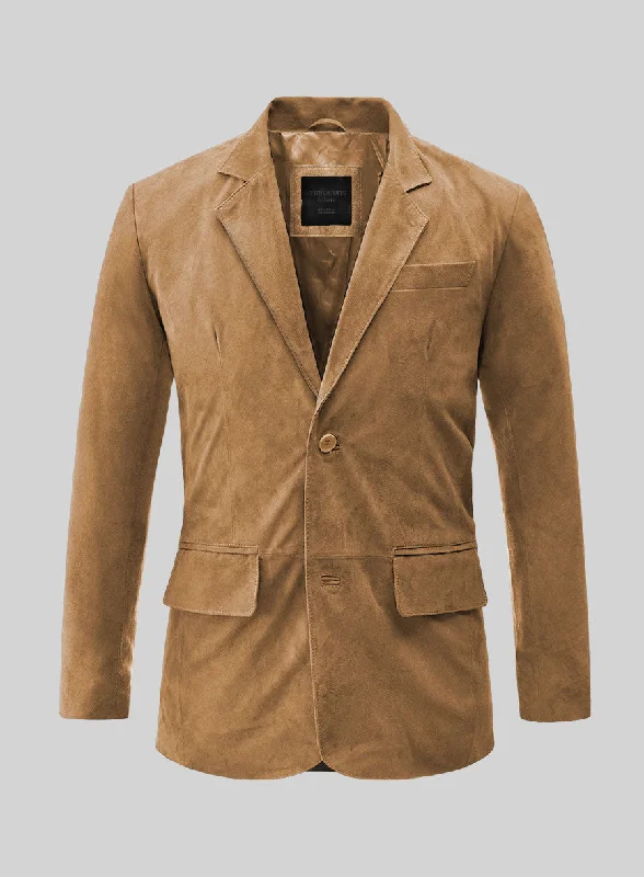 Light Brown Suede Leather Blazer