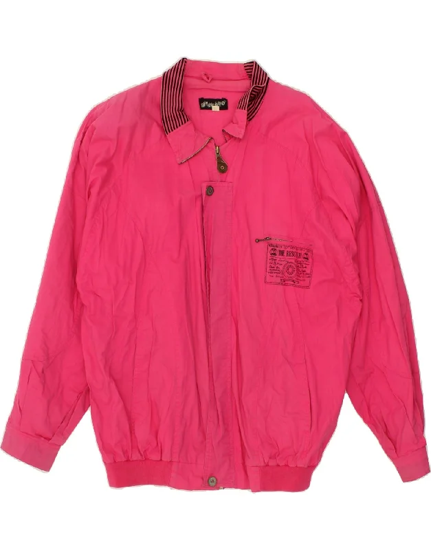 VINTAGE Mens Bomber Jacket UK 40 Large Pink Cotton