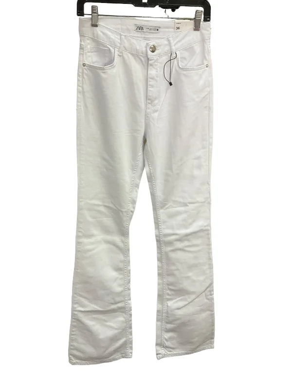 Elegant Pants Jeans Flared By Zara In White, Size: 4