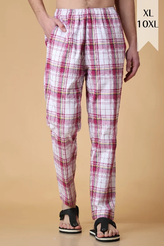 Pink Checked Cotton Pant Pajama