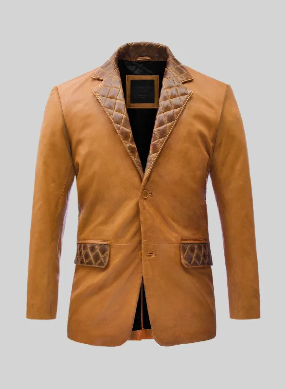 Harper Burnt Mustard Leather Blazer