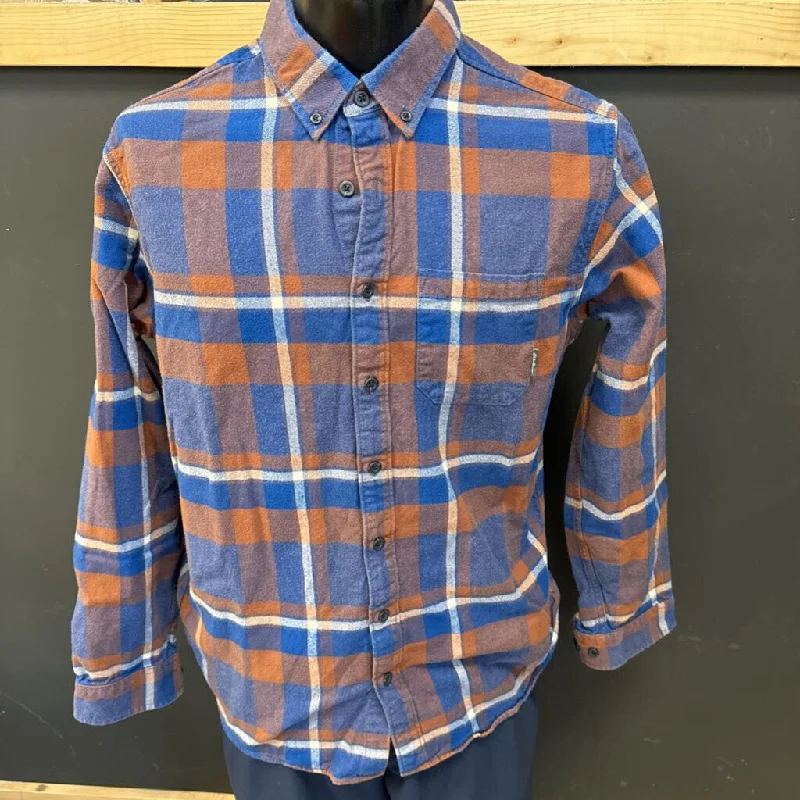 Eddie Bauer - Men's Favorite Classic Fit Flannel Shirt - MSRP $80: Blue/Brown/White Plaid-men-LG - Tall