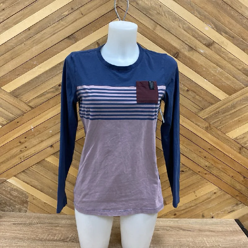 Black Diamond - Women's L/S Pocket T-Shirt - MSRP $70: Navy Blue/Purple/Burgundy-women-MD