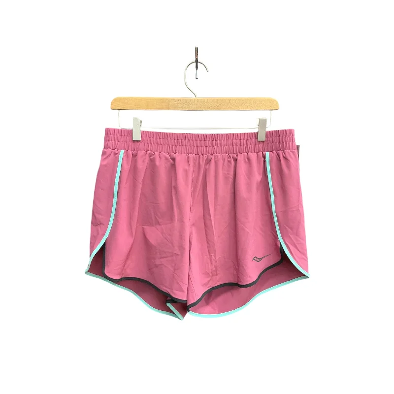 Comfort Jeans Athletic Shorts By Saucony In Pink, Size: L