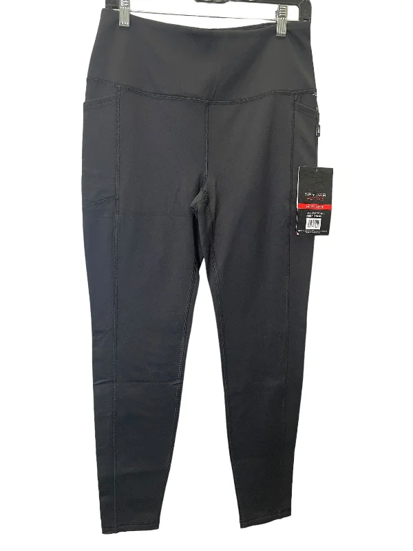 Casual Fashion Athletic Leggings By Spyder In Black, Size: L