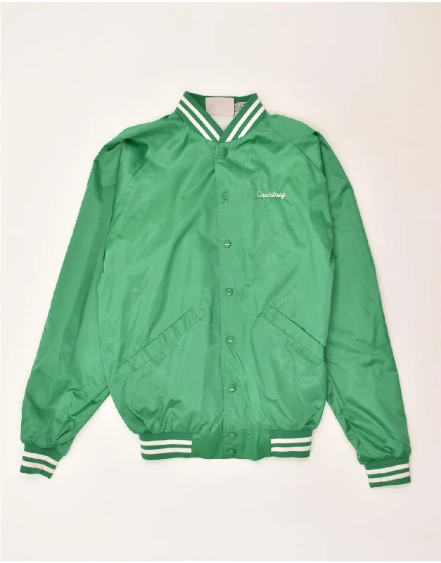 VINTAGE Mens Graphic Bomber Jacket UK 42 XL Green Nylon