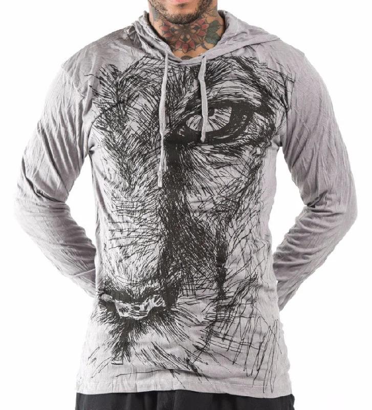 Sure Design Unisex Lions Eye Hoodie Gray