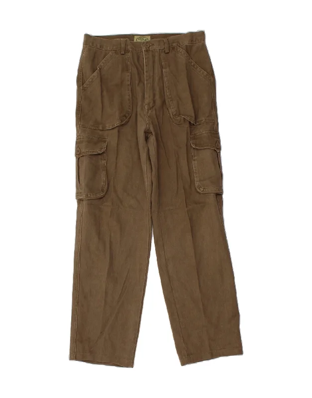 VINTAGE Mens Straight Cargo Trousers IT 48 Medium W32 L31 Brown Cotton