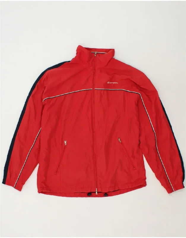 CHAMPION Mens Rain Jacket UK 42 XL Red Colourblock Polyester