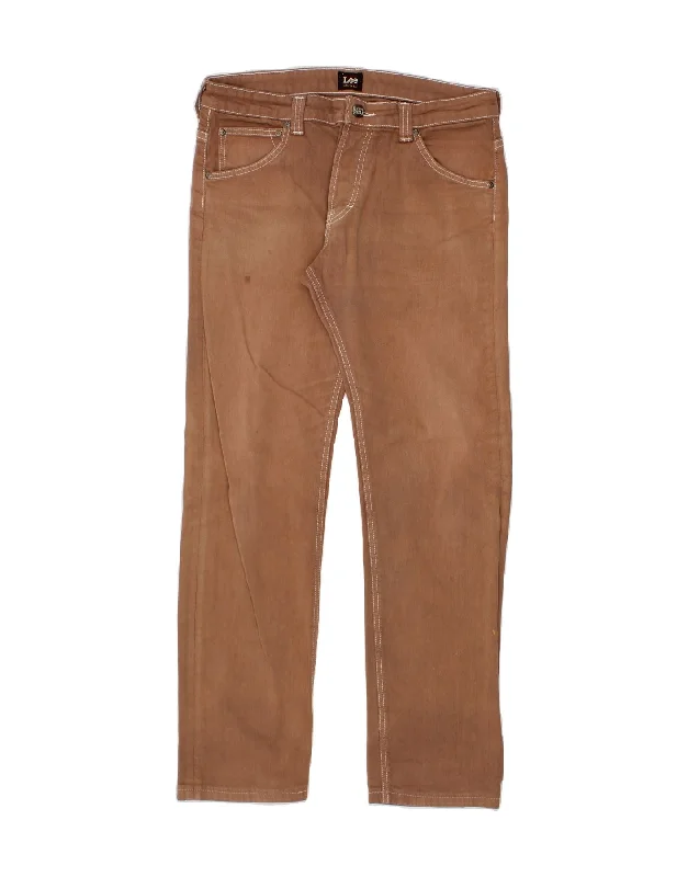 LEE Mens Powell Straight Casual Trousers W34 L30  Brown Cotton