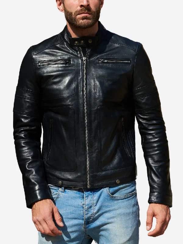 Jayden Black Vintage Leather Biker Jacket