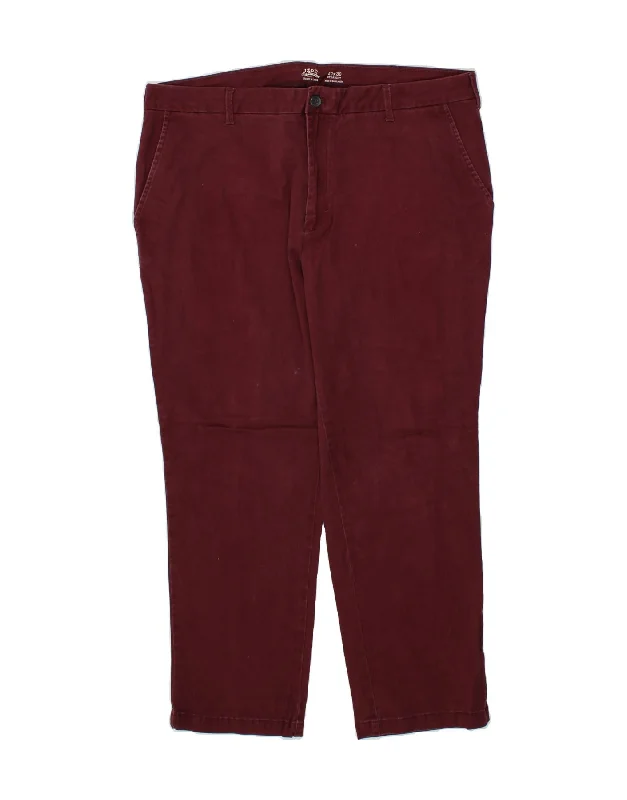 IZOD Mens Salt Water Straight Chino Trousers W40 L30 Burgundy Cotton