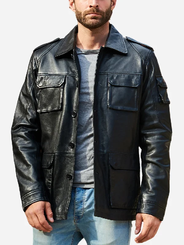 Charisma Men's Leather Trucker Jacket