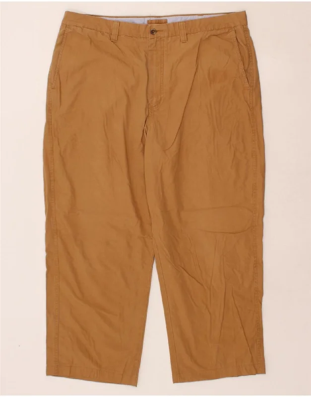 L.L.BEAN Mens Natural Fit High Waist Cropped Trousers W38 L26 Brown