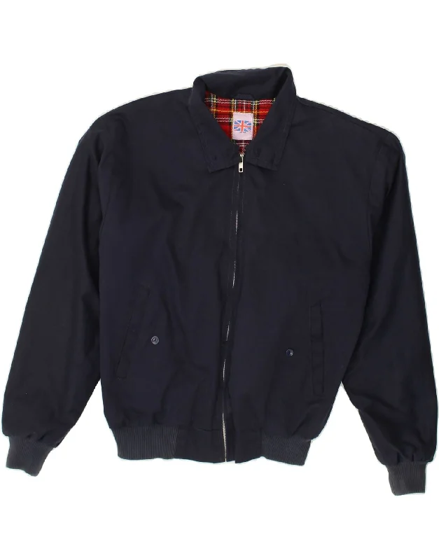 VINTAGE Mens Bomber Jacket UK 36 Small Navy Blue Polyester