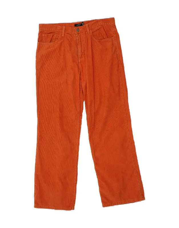 J. CREW Mens Straight Corduroy Trousers W33 L30 Orange Cotton