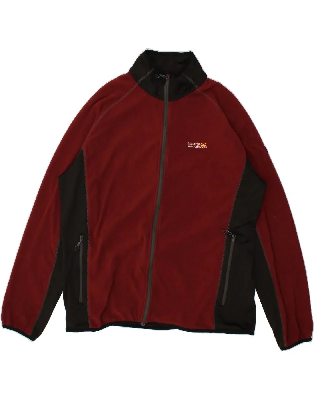 REGATTA Mens Fleece Jacket UK 46 3XL Maroon Colourblock