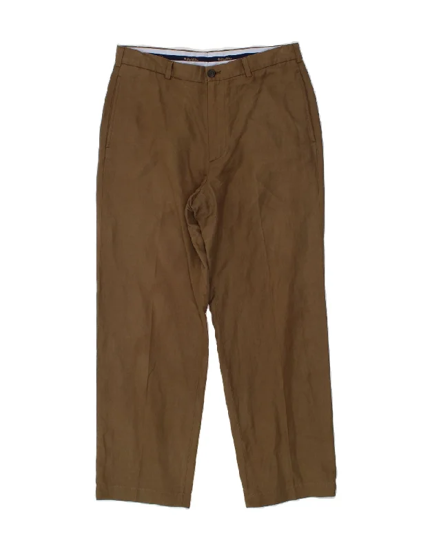 BROOKS BROTHERS Mens Hudson High Waist Chino Trousers W34 L32 Khaki