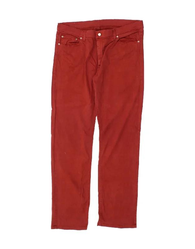 CASUCCI Mens Straight Casual Trousers  W38 L35 Burgundy Cotton