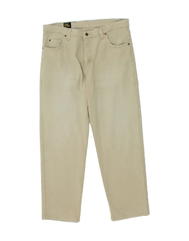 LEE Mens Tapered Casual Trousers W36 L30 Beige Cotton