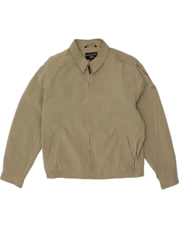 DOCKERS Mens Bomber Jacket UK 42 XL Beige Polyester