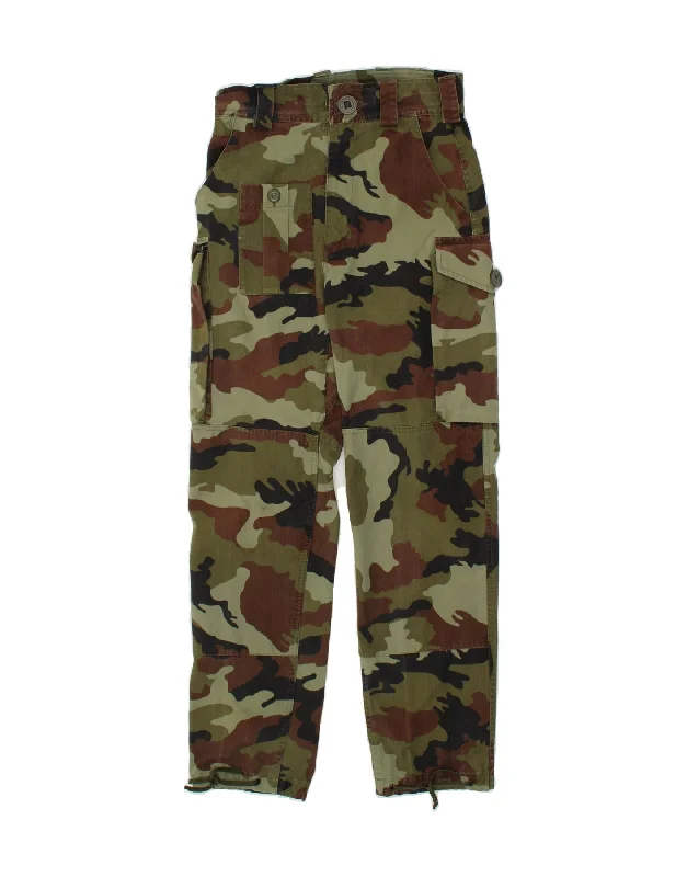 VINTAGE Mens Straight Cargo Trousers W30 L30 Khaki Camouflage Army